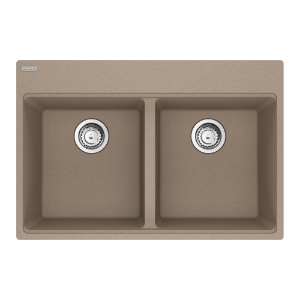 Franke MAG6201414-OYS-S Maris Topmount 31-in x 20.88-in Granite Double Bowl Kitchen Sink, Oyster