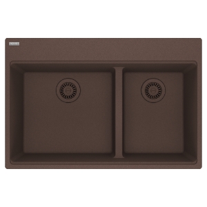 Franke MAG6601812LD-MOC Maris Topmount 33-in x 22-in Granite Double Bowl Kitchen Sink, Mocha