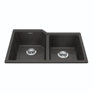 Kindred MGC2031U-9SLGN Granite Series 30.69-in LR x 19.69-in FB Undermount Double Bowl Granite Kitchen Sink, Slate Grey