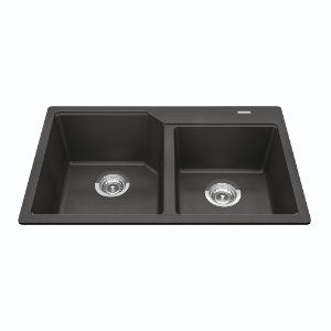 Kindred MGCM2031-9SLGN Granite Series 30.69-in LR x 19.69-in FB Drop-In Double Bowl Granite Kitchen Sink, Slate Grey