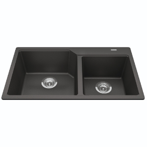 Kindred MGCM2034-9SLGN Granite Series 33.88-in LR x 19.69-in FB Drop-In Double Bowl Granite Kitchen Sink, Slate Grey