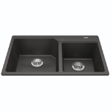 Kindred MGCM2034-9SLGN Granite Series 33.88-in LR x 19.69-in FB Drop-In Double Bowl Granite Kitchen Sink, Slate Grey