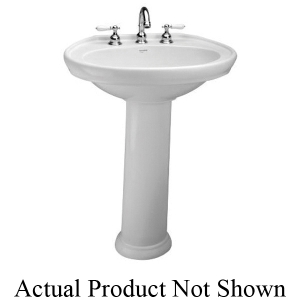 Mansfield® 338410000 338-4 WH Waverly™ Lavatory Only with Consealed Front Overflow, Oval, 4 in Faucet Hole Spacing, 24-1/2 in W x 18-3/4 in D x 8-7/8 in H, Pedestal Mount, Vitreous China, White