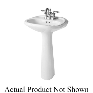Mansfield® 531034 232 Pedestal Lavatory With Integral Rear Overflow, Verona™, Oval, 4 in Faucet Hole Spacing, 17-7/16 in W x 17 in D x 8 in H, Wall Mount, Vitreous China, White
