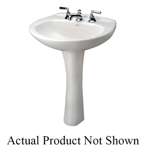 Mansfield® 531118 292 Pedestal Lavatory With Concealed Front Overflow, Alto™ IV, Oval, 8 in Faucet Hole Spacing, 25 in W x 19 in D x 5-1/2 in H, Wall Mount, Vitreous China, Biscuit