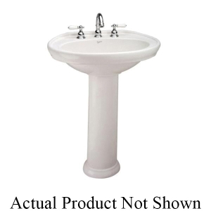 Mansfield® 531159 338 Pedestal Lavatory With Concealed Front Overflow, Waverly™, Oval, 24-1/2 in W x 18-3/4 in D x 8-7/8 in H, Wall Mount, Vitreous China, Biscuit
