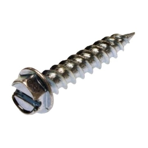 Metallics JQK5V Self-Piercing Tapping Screw With Double Lead Thread, #8, 1/2 in OAL, Indented Hex/Washer Head, Hex/Slotted Drive, Steel, Zinc Plated, Sharp Point