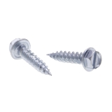 Metallics Quik-EZE JQK17V Self-Piercing Tapping Screw, #8, 1-1/2 in OAL, Hex Head, Hex/Slotted Drive, Steel, Zinc Plated, Sharp Point