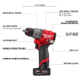 Milwaukee® 3404-22 M12 Compact Hammer Drill, Lithium-ion Battery