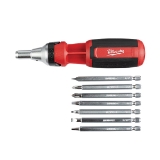 Milwaukee® 48-22-2322 9-in-1 General Purpose Ratcheting Multi-Bit Screwdriver, 9 Pieces, Phillips®/Slotted/Square Point, Ergonomic Handle, Steel