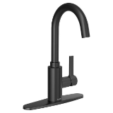 Moen® 5882BL 5882 Pull-Down Bar Faucet, Genta™ LX, Matte Black, 1 Handle, 1.5 gpm Flow Rate