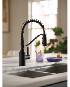 Moen® 5926BL Genta™ LX Pulldown Kitchen Faucet, 1.5 gpm, High Arc Pulldown Spout, Matte Black, 1 Handle