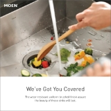 Moen® BGS18186B Rear Center Drain Kitchen Sink, Brushed Stainless Steel, 20 in L x 16 in W Bowl, 29 in L x 18 in W, Undermounting, 18 ga Stainless Steel