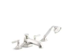 KALLISTA® P22711-LV-AD For Town Deck-Mount Bath Faucet W/ Diverter, Lever Handles  Handshower, Nickel Silver