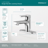 Peerless® P1512LF Flute™ Single Top Handle Lavatory, 1 gpm Flow Rate, 2.63 in H Spout, 1 Handle, Pop-Up Drain, 1 Faucet Hole, Chrome, Lavatory Function