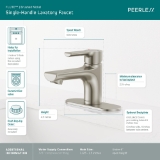 Peerless® P1512LF-BN Flute™ Single Top Handle Lavatory, 1 gpm Flow Rate, 2.63 in H Spout, 1 Handle, Pop-Up Drain, 1 Faucet Hole, Brushed Nickel, Lavatory Function