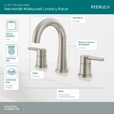 Peerless® P3512LF-BN Bathroom Faucet, 1 gpm Flow Rate, 4.25 in H Spout, 10, 11, 12, 13, 14, 15, 16, 6, 7, 8, 9 in Center, Brushed Nickel, 2 Handles, Push Pop-Up Drain