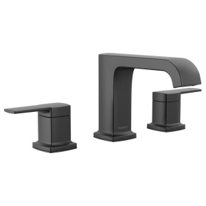 Peerless® P3573LF-BL Ezra Curved Lavatory Faucet, 1 gpm Flow Rate, 4-9/16 in H Spout, Matte Black, 2 Handles, Pop-Up Drain