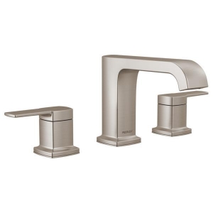 Peerless® P3573LF-BN Ezra Curved Lavatory Faucet, 1 gpm Flow Rate, 4-9/16 in H Spout, Brushed Nickel, 2 Handles, Pop-Up Drain