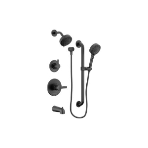 Peerless® PTT24447-BL 13 Series Precept® Adjustable Slide Hand Shower, 4-9/16 in Dia Shower Head 6 Shower Head, 1.5 gpm Flow Rate, 72 in L Hose, 1/2 in NPT Connection, Matte Black