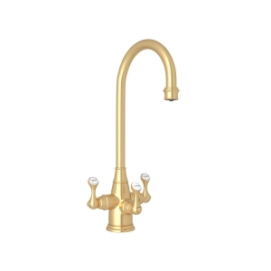 Perrin & Rowe® U.1220LS-SEG-2 Food Prep Faucet Single Hole, Georgian Era, Satin English Gold, 3 Handles, 1.5 gpm Flow Rate