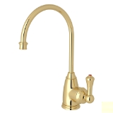 Perrin & Rowe® U.1307LS-ULB-2 Georgian Era Georgian C-Spout Hot Water Faucet, 0.5 gpm Flow Rate, Unlacquered Brass