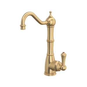 Perrin & Rowe® U.1323LS-SEG-2 Edwardian Georgian C-Spout Hot Water Faucet, 0.5 gpm, Satin English Gold