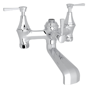 Perrin & Rowe U.3132LS-APC Deco Bathtub Tub Filler, 19 gpm Flow Rate, 7-7/8 in Center, Polished Chrome, 3 Handles