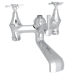 Perrin & Rowe U.3133X-APC Deco Bathtub Tub Filler, 19 gpm Flow Rate, 7-7/8 in Center, Polished Chrome, 3 Handles