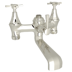 Perrin & Rowe U.3133X-PN Deco Bathtub Tub Filler, 19 gpm Flow Rate, 7-7/8 in Center, Polished Nickel, 3 Handles