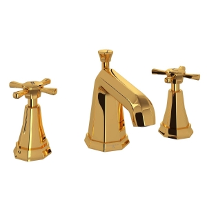 Perrin & Rowe® U.3142X-EG-2 Deco™ Widespread Lavatory Faucet, English Gold