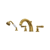 Perrin & Rowe® U.3248L-ULB Edwardian™ 4-Hole Deck Mount Tub Filler, Unlacquered Brass