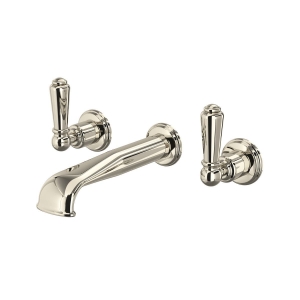 Perrin & Rowe® U.3560L-PN/TO-2 Edwardian™ Wall Mount Lavatory Faucet Trim With U-Spout, Polished Nickel