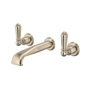 Perrin & Rowe® U.3560L-STN/TO-2 Edwardian™ Wall Mount Lavatory Faucet Trim With U-Spout, Satin Nickel