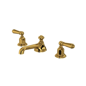Perrin & Rowe® U.3705L-ULB-2 Edwardian™ Widespread Lavatory Faucet With Low Spout, Unlacquered Brass