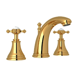 Perrin & Rowe® U.3713X-ULB-2 Georgian Era™ Widespread Lavatory Faucet, Unlacquered Brass