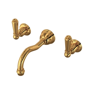 Perrin & Rowe® U.3790L-EG/TO-2 Edwardian™ Wall Mount Lavatory Faucet Trim With Column Spout, English Gold