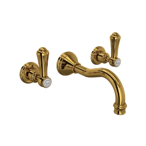 Perrin & Rowe® U.3793LSP-ULB/TO-2 Georgian Era™ Wall Mount Lavatory Faucet Trim, Unlacquered Brass