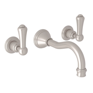 Perrin & Rowe® U.3793LS-STN/TO-2 Georgian Era™ Wall Mount Lavatory Faucet Trim, Satin Nickel