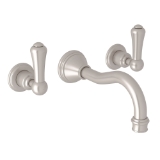 Perrin & Rowe® U.3793LS-STN/TO-2 Georgian Era™ Wall Mount Lavatory Faucet Trim, Satin Nickel