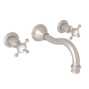 Perrin & Rowe® U.3794X-STN/TO-2 Georgian Era™ Wall Mount Lavatory Faucet Trim, Satin Nickel