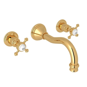 Perrin & Rowe® U.3794X-ULB/TO-2 Georgian Era™ Wall Mount Lavatory Faucet Trim, Unlacquered Brass