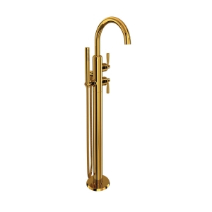 Perrin & Rowe® U.3990LS-ULB/TO Holborn™ Single Hole Floor Mount Tub Filler Trim With C-Spout, Unlacquered Brass