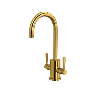 Perrin & Rowe® U.4213LS-ULB-2 Bar/Food Prep Kitchen Faucet, Holborn, Unlacquered Brass, 2 Handles, 1.8 gpm