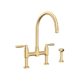 Perrin & Rowe® U.4273LS-SEG-2 Holborn Bridge Kitchen Faucet Edwardian Georgian, 1.8 gpm Flow Rate, Satin English Gold