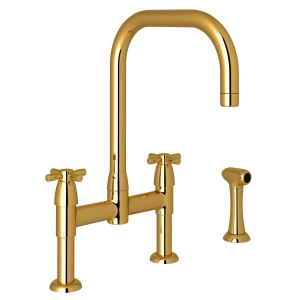 Perrin & Rowe® U.4278X-ULB-2 Holborn Bridge Kitchen Faucet Edwardian Georgian, 1.8 gpm Flow Rate, Unlacquered Brass