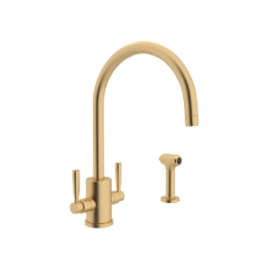 Perrin & Rowe® U.4312LS-SEG-2 Holborn Kitchen Faucet Edwardian Single Hole, 16 gpm Flow Rate, Satin English Gold