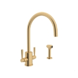 Perrin & Rowe® U.4312LS-SEG-2 Holborn Kitchen Faucet Edwardian Single Hole, 16 gpm Flow Rate, Satin English Gold