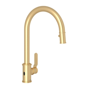 Perrin & Rowe® U.4534HT-SEG-2 Armstrong Pulldown Kitchen Faucet Pull-Down Touchless, 16 gpm, Satin English Gold