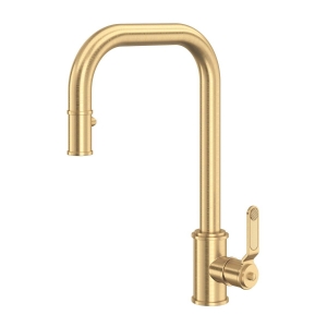 Perrin & Rowe® U.4546HT-SEG-2 Armstrong Pulldown Kitchen Faucet Pull-Down Touchless, 1.8 gpm, Satin English Gold